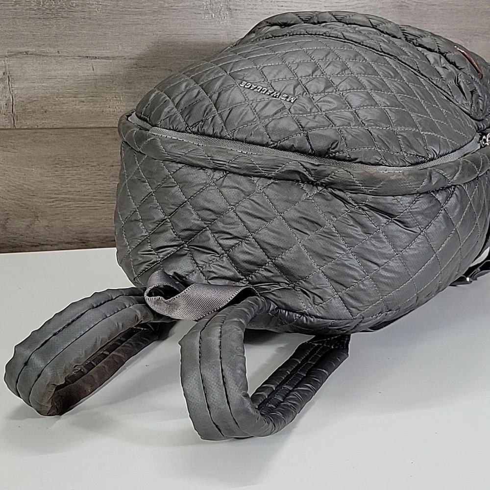 MZ Wallace Quilted Gray Nylon Backpack